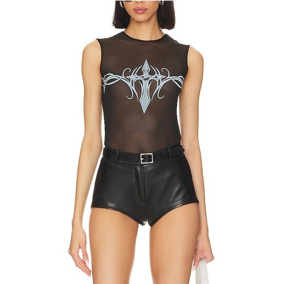 Miaou Tops - Miaou Sheer Black Drew Tank Top Size M